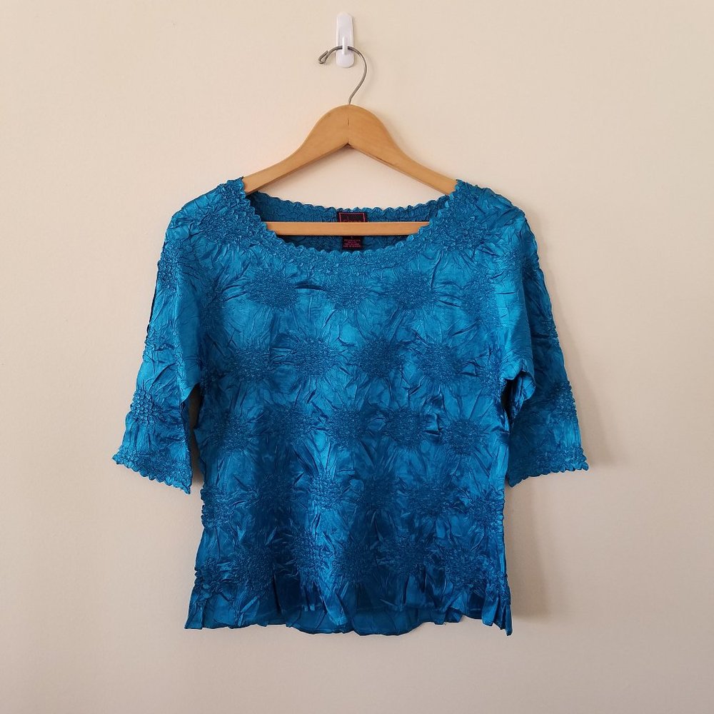 Colour Works Crinkly Blouse 3/4 Sleeve Size L